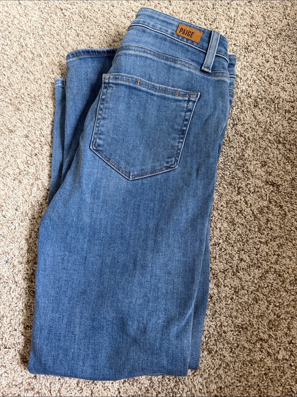 PAIGE Medium Blue Straight Leg Jeans